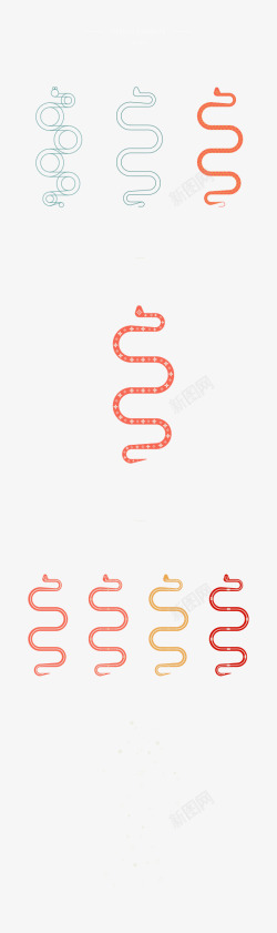 蛇形花纹红色弯曲圈素材