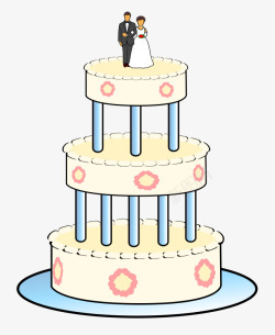 白色的三层卡通结婚蛋糕素材