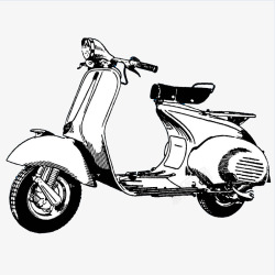 电动车插图手绘插画黑白摩托车速写插图图标高清图片