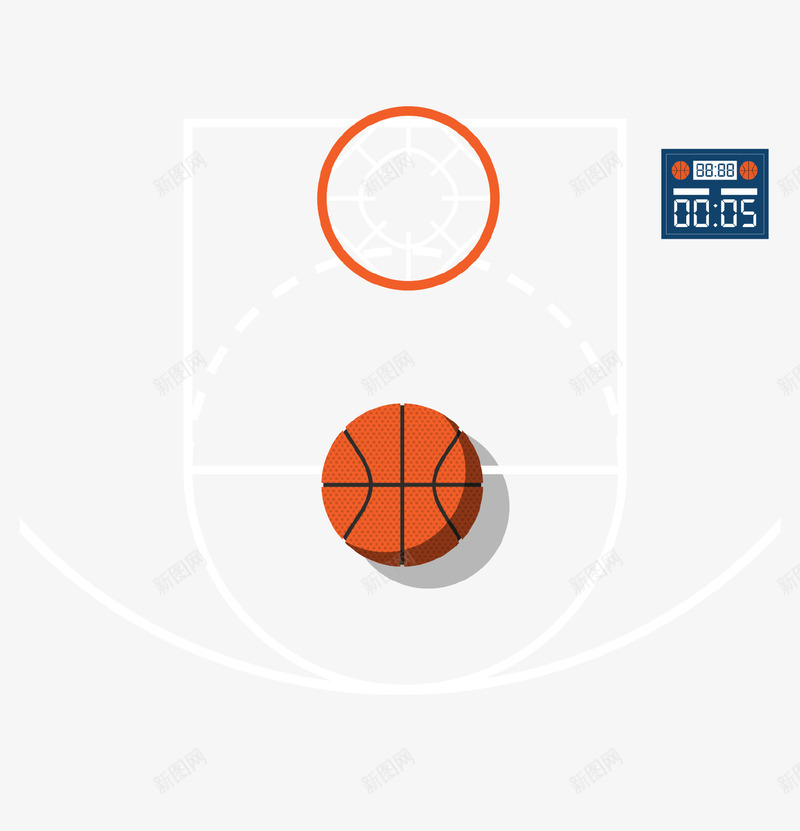 创意篮球比赛场地插画psd免抠素材_88icon https://88icon.com 创意设计 场地 插画 比赛 篮球 篮筐 计时