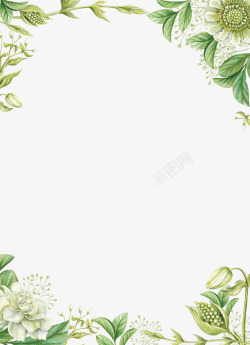 草叶子装饰边框手绘画花朵草叶子边框高清图片
