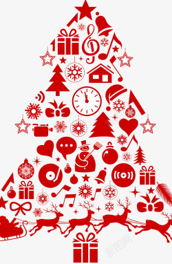 圣诞树装饰物红色图标圣诞树高清图片