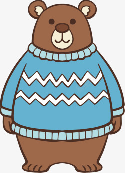 蓝色毛衣棕色大熊矢量图素材