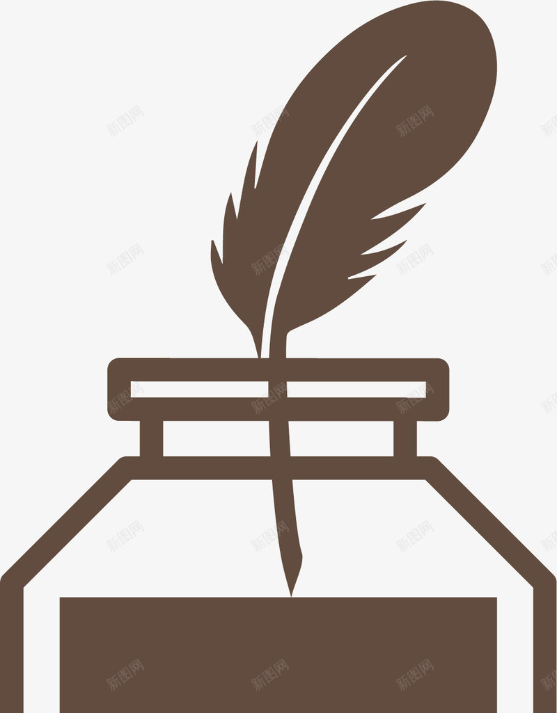 褐色扁平风格羽毛笔矢量图eps免抠素材_88icon https://88icon.com 卡通风格 扁平风格 笔 精致的羽毛笔 褐色 褐色羽毛笔 矢量图