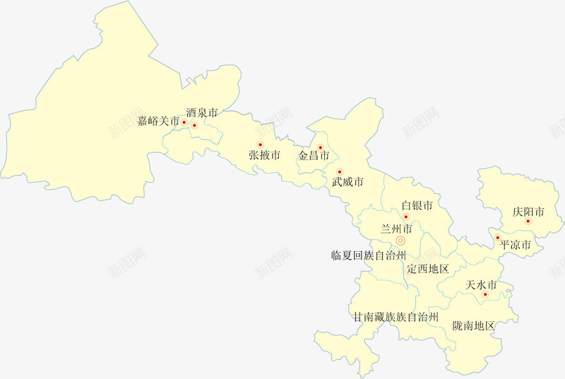 甘肃省地图矢量图eps免抠素材_88icon https://88icon.com 中国省份地图 地图 省份地图 省级行政区 矢量地图 矢量图