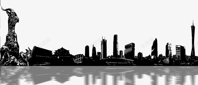 黑色广州剪影png免抠素材_88icon https://88icon.com 中国风 剪影 城市剪影广州 广州 广州剪影 广州塔 广州塔剪影 广州建筑 黑色