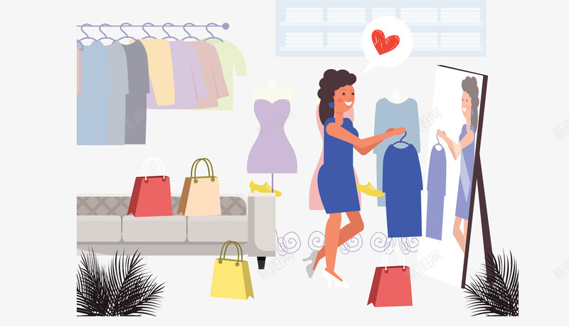 开心逛街购物女人矢量图ai免抠素材_88icon https://88icon.com 买衣服 矢量png 试衣服 购物的人 逛街 逛街购物 矢量图