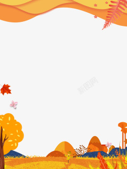 稻草人手绘秋季背景点缀元素图高清图片