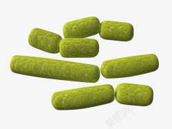 草绿色细菌立体插画细菌微距3D立体插画高清图片