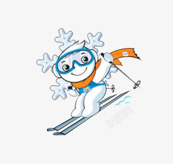 卡通滑雪的雪花素材