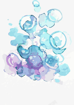 水彩泡泡水彩蓝色美丽气泡高清图片