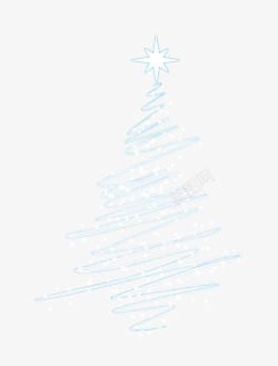 蓝色线条圣诞树素材