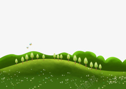 绿色清新草地树木边框纹理素材