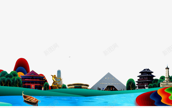 世界旅游日湖南建筑图标图标