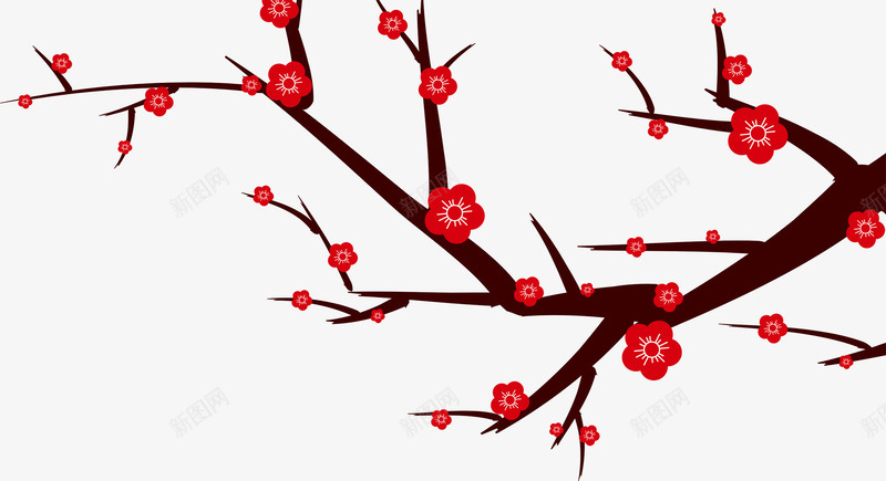 红色手绘梅花卡通效果png免抠素材_88icon https://88icon.com 卡通 效果 梅花 红色