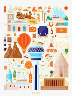 扁平化城市卡通素材