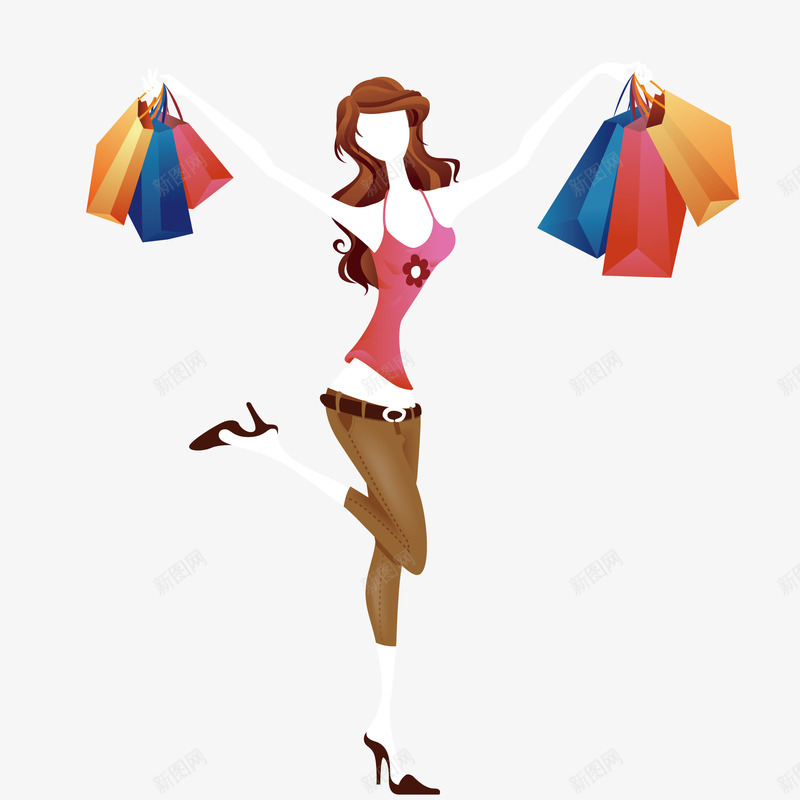 开心购物的美女png免抠素材_88icon https://88icon.com 买东西 剪影 女的 提很多购物袋 购物很开心