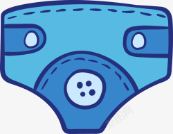 蓝色手绘婴儿纸尿裤素材