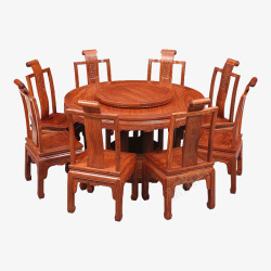 实物中式红木家具餐桌餐椅素材