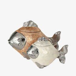 陶瓷鱼摆件收纳盒储物罐贝壳素材