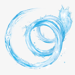 立体环绕水循环蓝色透明滚动浪花高清图片
