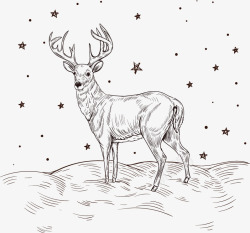 手绘圣诞驯鹿矢量图素材