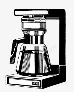 黑白插图欧式烹饪餐具咖啡壶素材