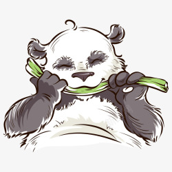 吃竹子的熊猫矢量图素材