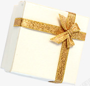 白色礼品盒金色丝带素材