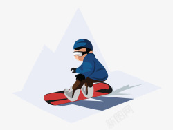 滑雪鞋男孩在雪上滑行高清图片