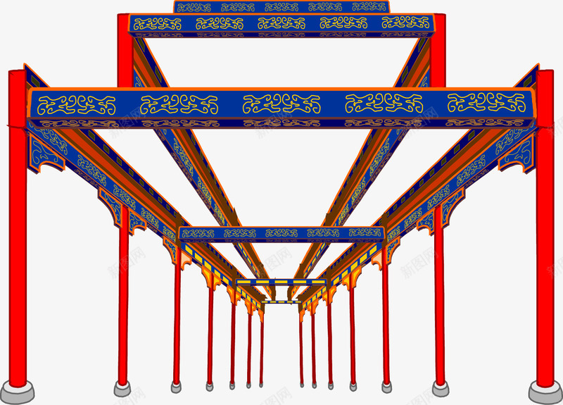 北京颐和园的长廊柱子png免抠素材_88icon https://88icon.com 卡通 清朝建筑 装饰 长廊