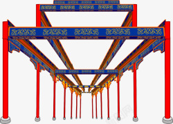 北京颐和园的长廊柱子素材