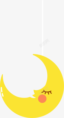 睡觉黄色卡通月亮挂饰高清图片