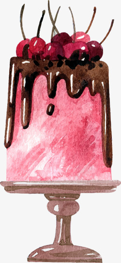 粉色水彩巧克力布丁素材
