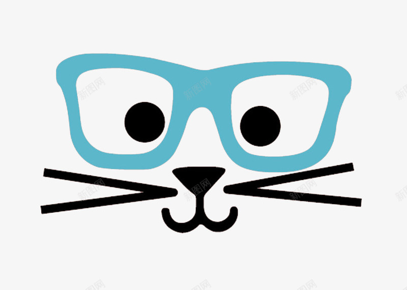 蓝色镜框猫鼻子png免抠素材_88icon https://88icon.com 傲娇 卡通 可爱 吸猫 猫咪 猫鼻子 高冷的生物