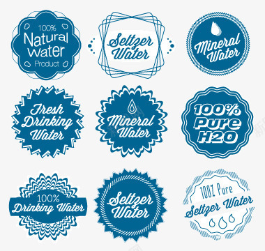 蓝色花纹创意纯净水标签png免抠素材_88icon https://88icon.com 创意 标签矢量素材 纯净水 蓝色花纹