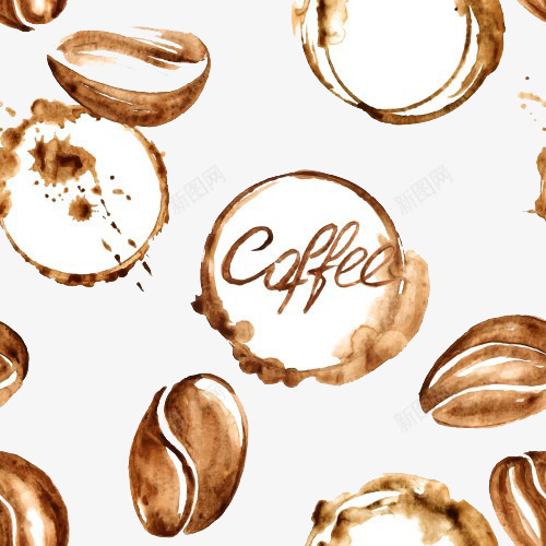 咖啡豆手绘背景png免抠素材_88icon https://88icon.com 咖啡 咖啡素材 咖啡豆 背景素材