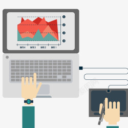办公人士制作图表矢量图素材