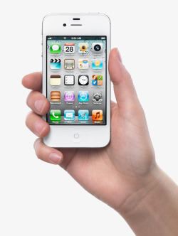 白色手机手握苹果手机高清图片