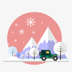 雪景汽车素材冬天旅游背景高清图片
