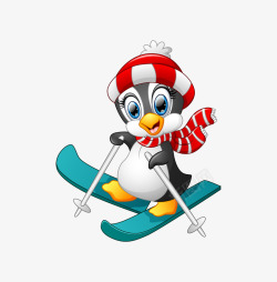 熘冰运动员可爱企鹅冬季滑雪高清图片