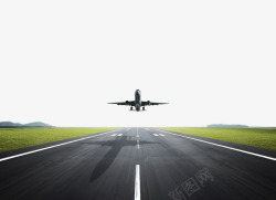 飞机跑道跑道上起飞的客机摄影高清图片