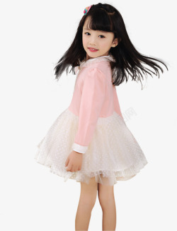 粉色时尚女童童装连衣裙素材