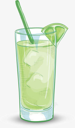 水彩柠檬水果吸管柠檬果汁饮品矢量图高清图片