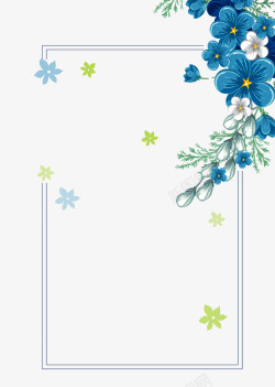 蓝色清新花瓣边框素材