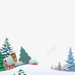 冰天雪地房屋卡通冬季高清图片