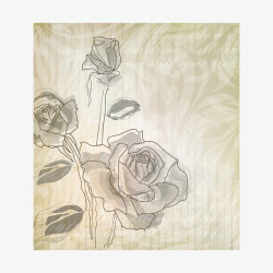 线稿玫瑰花纹背景素材