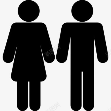 男性轮廓女性和男性的形状轮廓图标图标