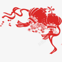 红灯笼剪纸素材