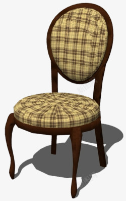 中式单椅格子布垫休闲凳子素材